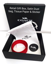 Coach RETAIL BLACK 6  x 4.5  X 2" Gift Box , DUST BAG, Red ribbon, TISSUE, Sticker