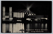 Electrical Group Building View at Night - 1933 Chicago World's Fair Postcard