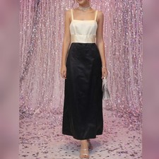 Dave Johnny Vintage 80s Black White Prom Party Formal Dress sz 7-8