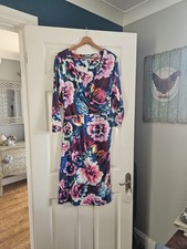 Artigiano Italy Floral Wrap Midi Dress UK 16 Occasion Stretch