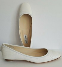 Jimmy Choo BOB CLASSIC White Watersnake Wedding Flats 36.5 40.5 41 I LOVE SHOES