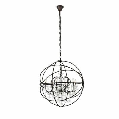 Crystal Chandelier Light fixture Dark Bronze Dining Room Foyer Kitchen Globe