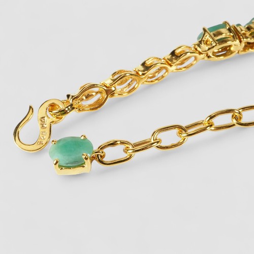 Pulseras Estate de piedras preciosas de esmeralda de plata de ley 925 chapadas en oro de 24 quilates - Imagen 6 de 11