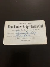 Solomon Valley Coon Hunter & Sportsman Club 1957 Card