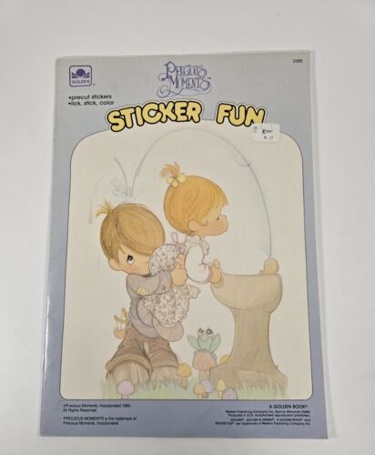 Vintage PRECIOUS MOMENTS Sticker Fun Book Golden Book 1990 Complete New - Afbeelding 1 van 6