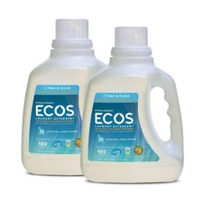 Earth Friendly Products Ecos 2x Liquid Laundry Detergent, Free & Clear, 100 F...