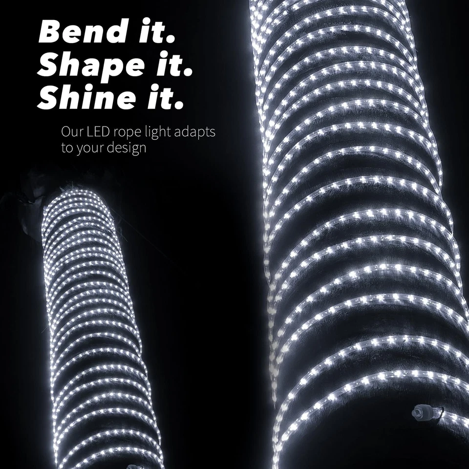 冷白光 厚 LED 绳灯 口音 室内 户外 10/20/25/50/100/150 英尺/300F — 第 4/4 张图片