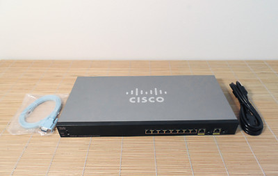 Cisco SG355-10P-K9 8 10/100/1000 PoE+ ports 62W power budget 2 Combo SFP Fanless