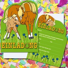6 EINLADUNGSKARTEN PFERDE + PONYS Kindergeburtstag Einladungen Kinder Party Pony
