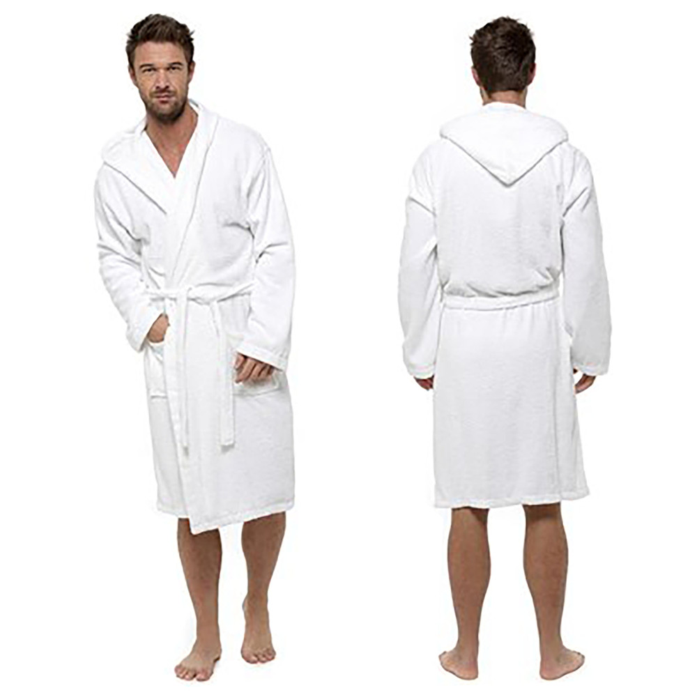 Abito da asciugamano con cappuccio da uomo 100% cotone accappatoio abito palestra...