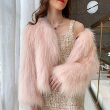 Women Faux Fur Short Coat Warm Plush Outerwear Slim Parka Jacket Winter Furry