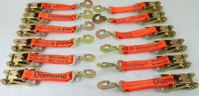 2  Ratchet with Orange Diamond Weave Webbing and Twisted Snap Hook (12 Pack)