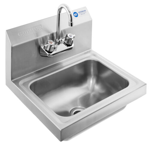 Commercial Stainless Steel Hand Wash Washing Wall Mount Sink Kitchen - Picture 1 of 7