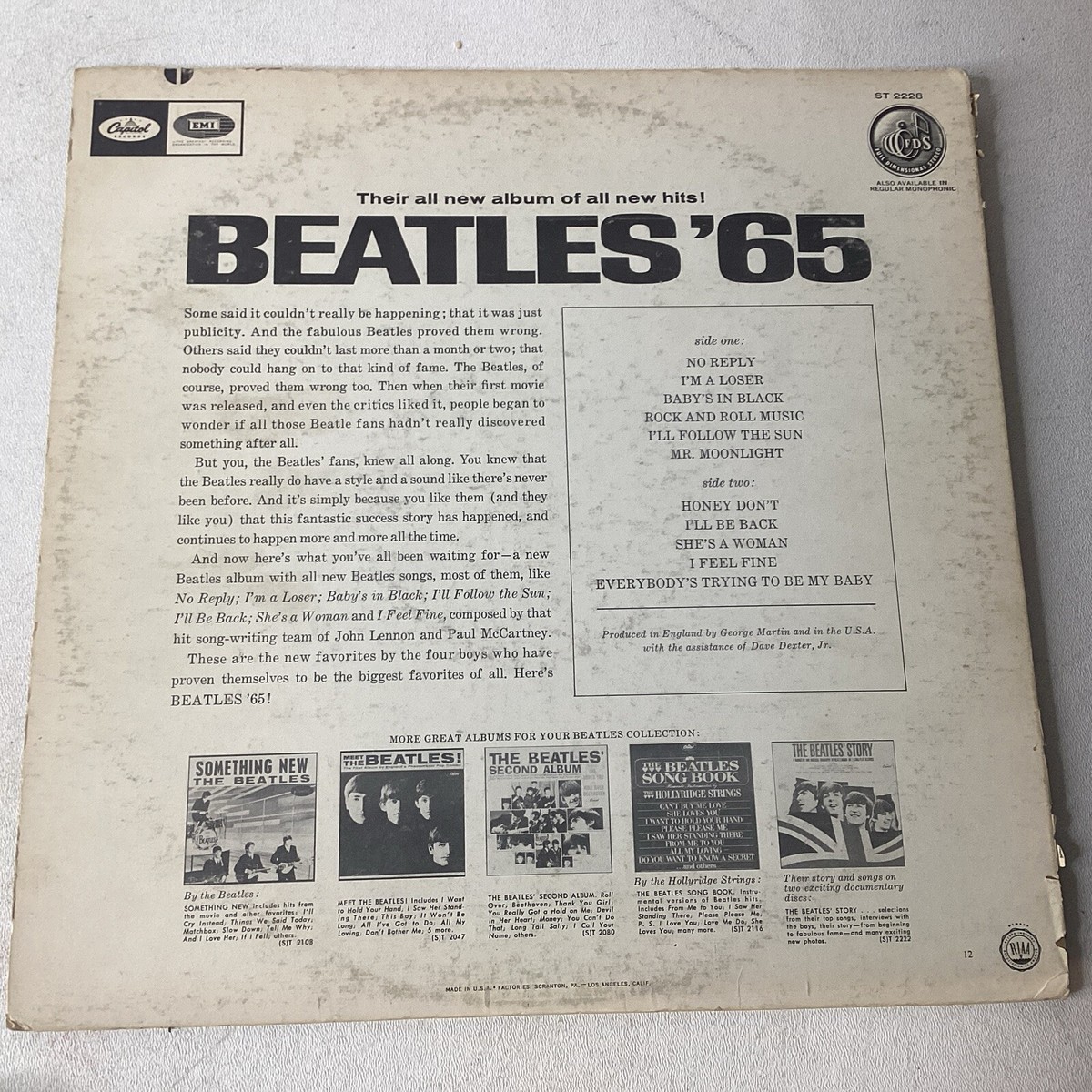 The Beatles-Beatles '65 LP Vinyl Stereo 1964 Capitol Records ST