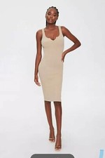 Split-Neck Tank Knit Knee Length Bodycon midi Dress forever 21 size medium NWT