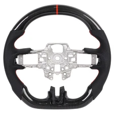 Hydro Dip Carbon Fiber Perforated Leather Steering Wheel for Ford Mustang 15-17