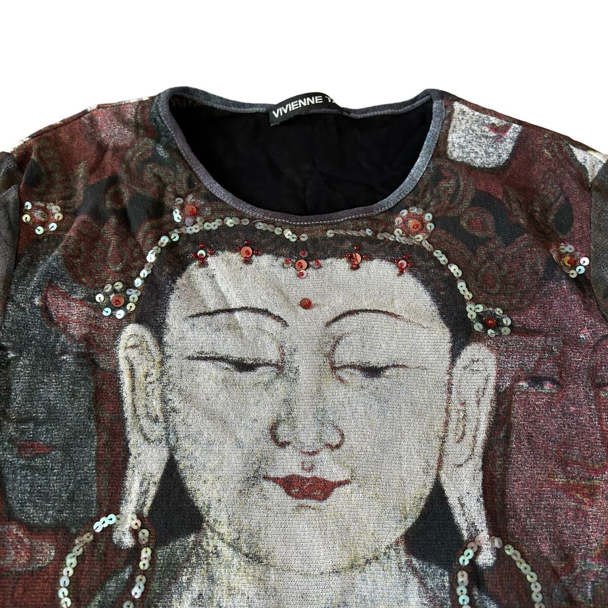 Rare Vintage 90's Vivienne Tam Kuan Yin Goddess Buddha Sheer Rare Vintage 90's Vivienne Tam Kuan Yin Goddess Buddha Sheer