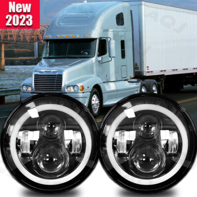 For Freightliner Century Class 7inch Round LED Headlights Hi/Lo Beam Light Pair