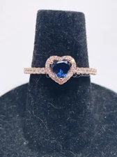 Pandora Sparkling Blue Elevated Heart Ring SIZE 5