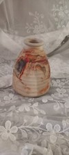 NEMADJI  RED AND ORANGE SWIRL  POTTERY VASE  CLAY POT  USA STUNNING