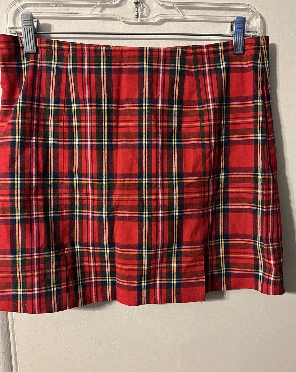 Full Tilt High Rise Red Plaid Skirt Size S Juniors Soft Wool Blend