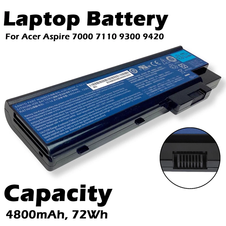Acer Aspire 7000 7110 9300 9420 8-Cell Li-Ion 4800mAh 11.1V Battery BT.00803.018 - Image 2 of 4