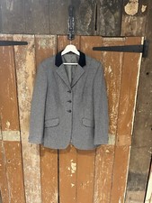 Mears Tweed Show Jacket Blue Mix Wool Blend Lined Contrasting Collar Women's 40