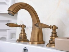 Antique Brass Widespread 3 Hole Bathroom Basin Sink Faucet Mixer Tap ean069