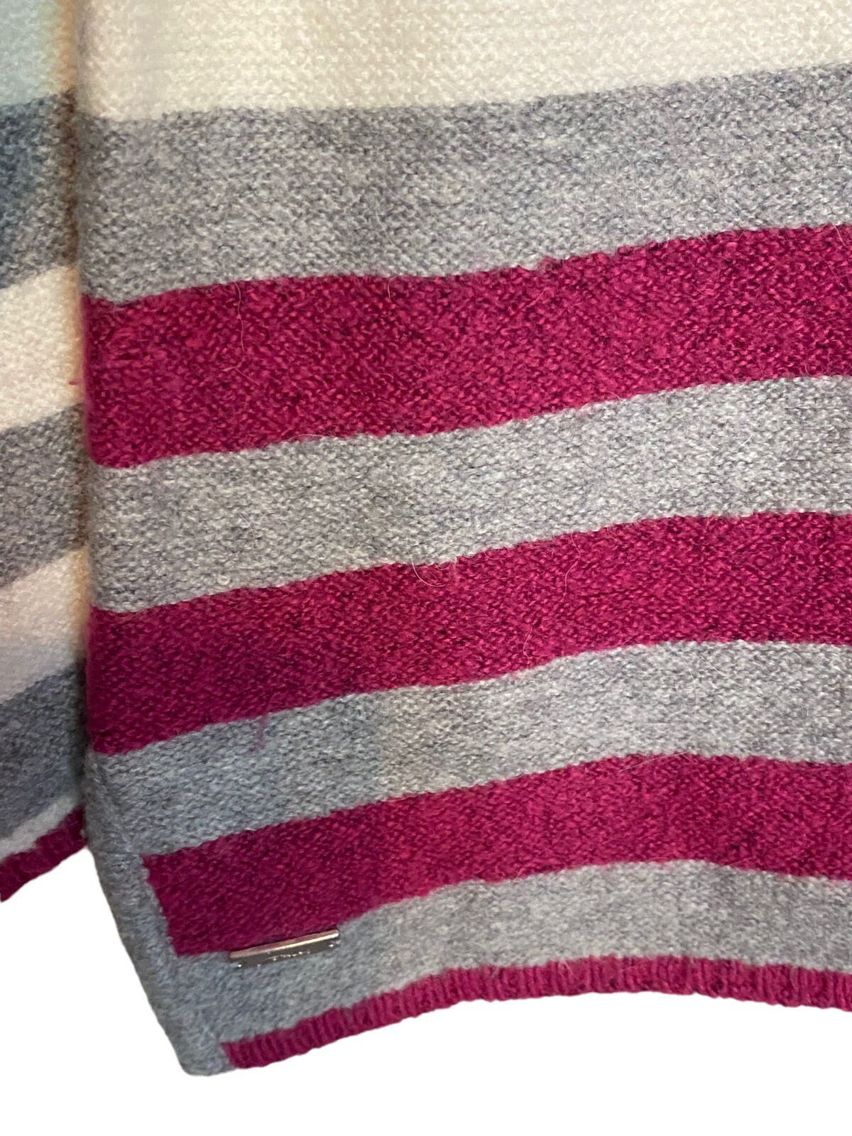 Joules Sweater Size 4 Rowena Boat Neck Jumper Grey Pink Striped Pull On NEW image 3