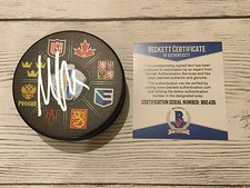 Max Pacioretty Signed 2016 World Cup of Hockey Puck Beckett BAS COA Go USA a