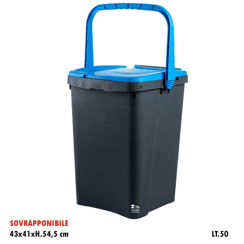 PATTUMIERA ECOPLUS 50 LT. BLU PER DIFFERENZIATA CON MANICO ANTIRANDAGISMO