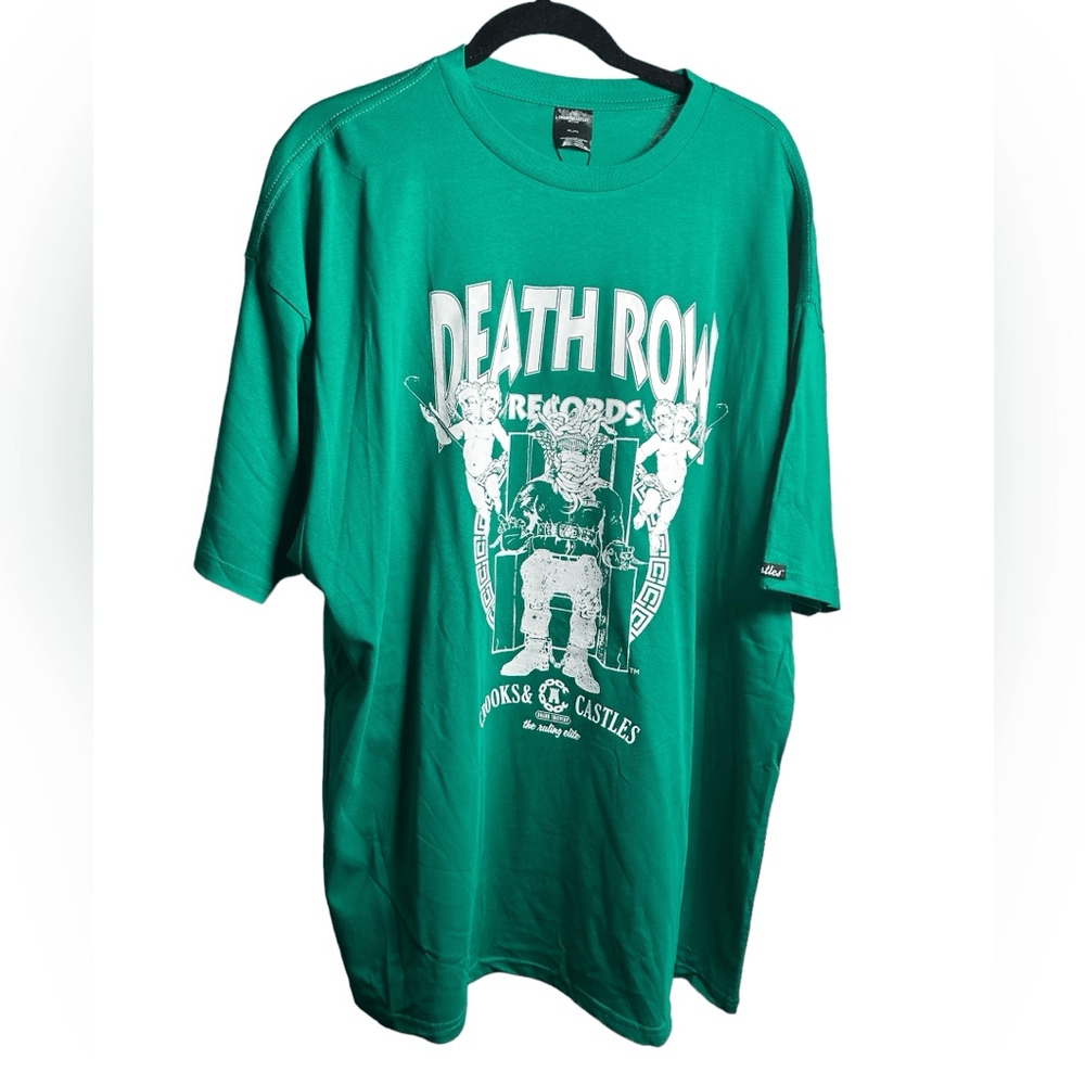 FILA T shirt manica corta grafica Crooks & Castles Green Death Row Records nuova con etichette 2XL