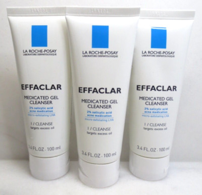 LA ROCHE-POSAY EFFACLAR MEDICATED GEL CLEANSER 3.4 OZ LOT OF 3