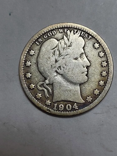 1904 O Barber Quarter NICE Very Good Condition From Old Time Collection