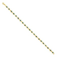 14K Yellow Gold Sky Blue Evil Eye Bracelet