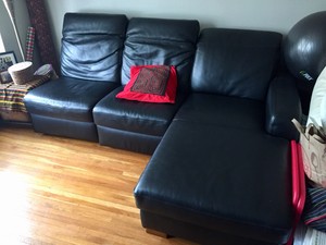 Sofa Couch Sectional Living Room Furniture Upholstered Black Leather Image Is Loading Sofa Couch Sectional Living Room Furniture Upholstered Black