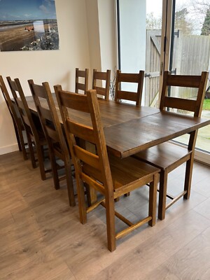 Large rustic English oak dining table 8 seater in very good condition ...