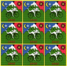 Bicycle Day X9 Albert Hofmann BLOTTER ART perforated sheet paper psychedelic art