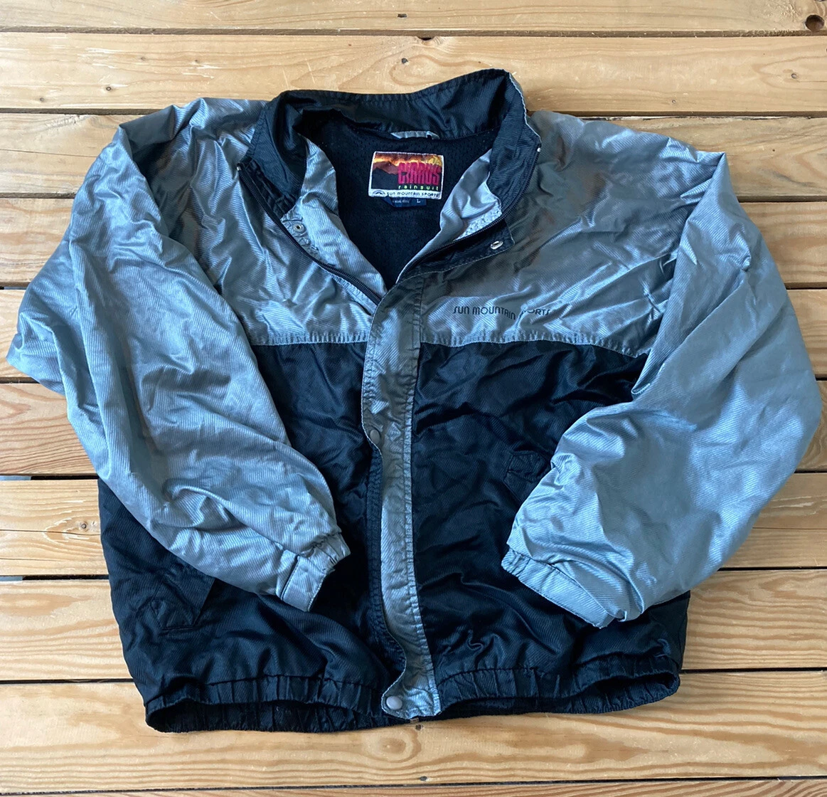 Vintage Sun Mountain Cirrus Rainsuit Men’s Full Zip Jacket Size L Black Grey K4