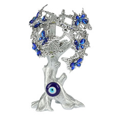 Blauer böser Blick Silber Baumschmuck Schmetterling Design Harz Deko Skulptur