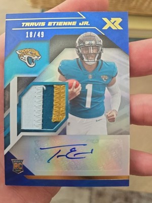 2021 Panini XR - Rookie Swatch Autographs Travis Etienne #RSA-TET Blue /49 (AU,