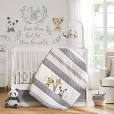 - Mozambique Crib Bed Set - Baby Nursery Set - Baby Animal - Grey Taupe Charc...