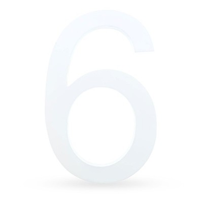 Arial Font White Painted MDF Wood Number 6 (Six) 6 Inches