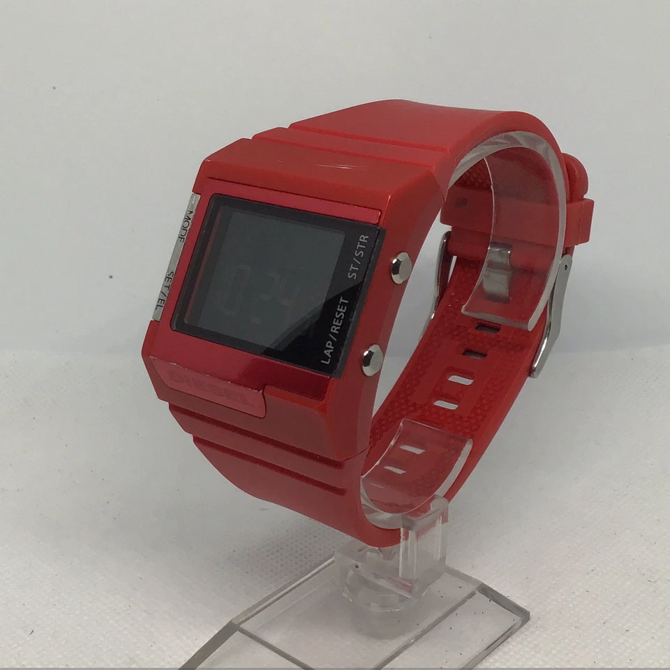 DIESEL DZ-7132 Digital Multi-Time Zone Watch Oversized 52mm Red Silicone Strap - Image 3 of 4
