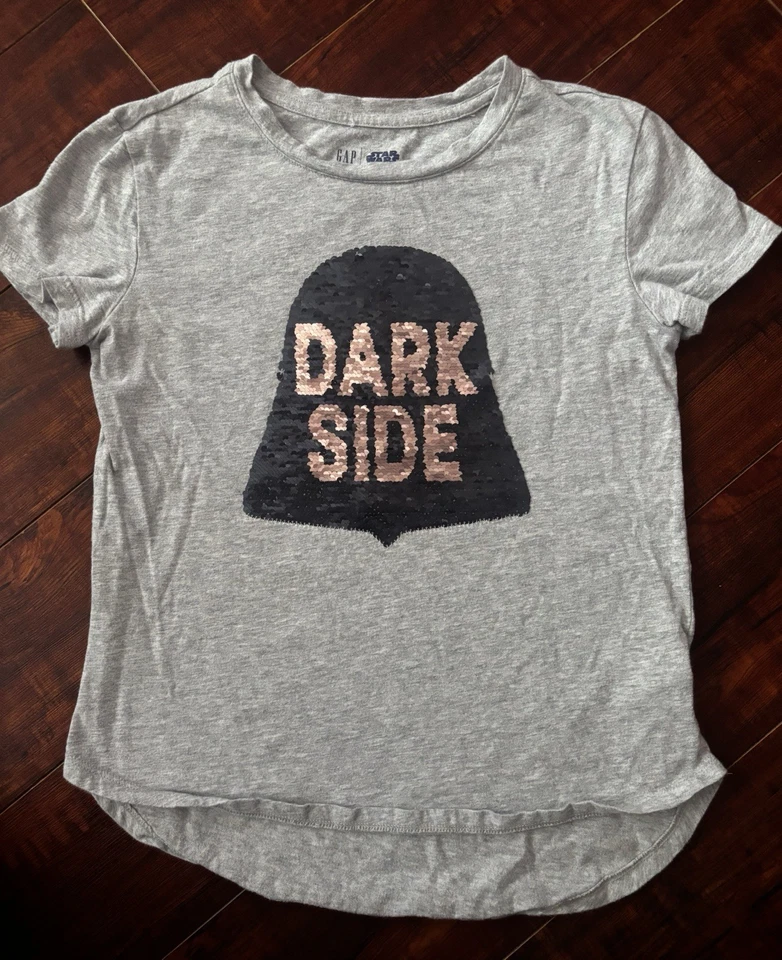 GAP Star Wars Darth Vader Gray Sequin  T-Shirt Girls Sz 10 - Image 2 of 3
