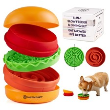 Best Slow Feeder Dog Bowl for Small  Medium Dogs Hamburger Design with Spiral