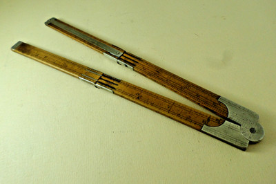 Extr. Selten, Buchsbaum & deutsches Silber, 4-fach, Elliott Rechenschieber (A775)