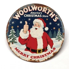 Woolworth's Christmas Santa Advertising Souvenir Pocket Mirror