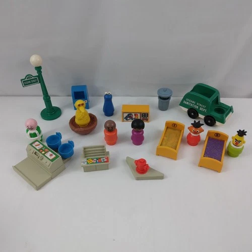 Vintage Fisher Price Little People Sesame Street Figures and Accessories Set