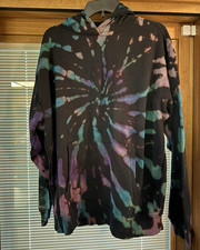 No Boundaries Tie-Dye Hooded Pullover Hoodie Juniors M 5-7 Black/Purple